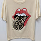DAYDREAMER for Free People Tan Furry Leopard Tongue Tee