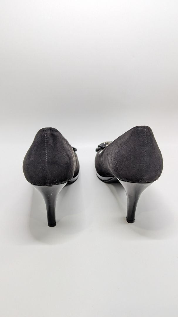 Karen Scott Black Bella Rhinestone Bow Heels