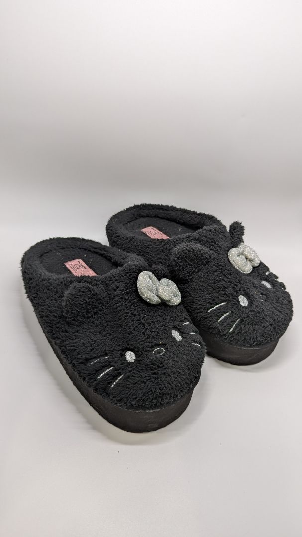 Forever 21 x Hello Kitty Black Plush Platform Slippers