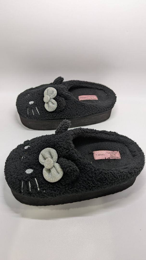 Forever 21 x Hello Kitty Black Plush Platform Slippers