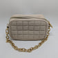 BCBGMAXAZRIA Cream/Gold Quilted Camera Bag Handbag