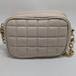 BCBGMAXAZRIA Cream/Gold Quilted Camera Bag Handbag