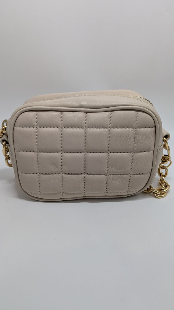 BCBGMAXAZRIA Cream/Gold Quilted Camera Bag Handbag