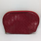 Lancome Red/Gold Zippered Faux-Woven-Leather Pouch