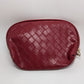 Lancome Red/Gold Zippered Faux-Woven-Leather Pouch