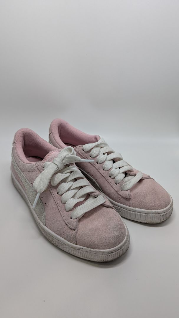 Puma Pink/White Suede Lace-Up Sneakers