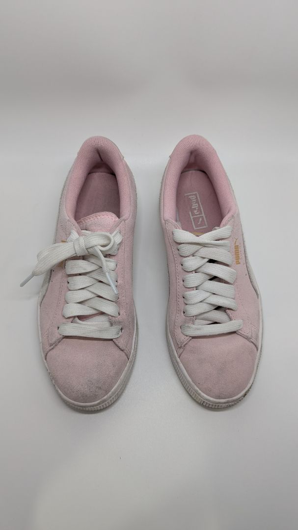 Puma Pink/White Suede Lace-Up Sneakers