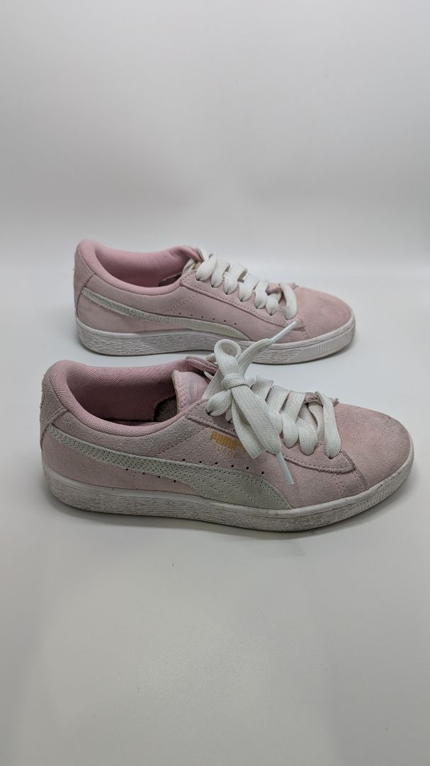 Puma Pink/White Suede Lace-Up Sneakers