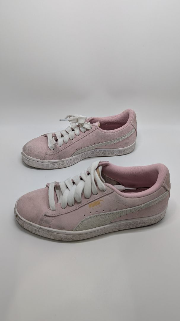 Puma Pink/White Suede Lace-Up Sneakers