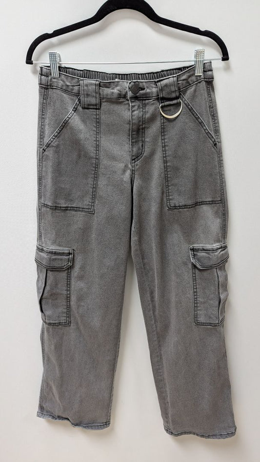 Y & F Grey Elastic-Waist Wide-Leg Cargo Jeans