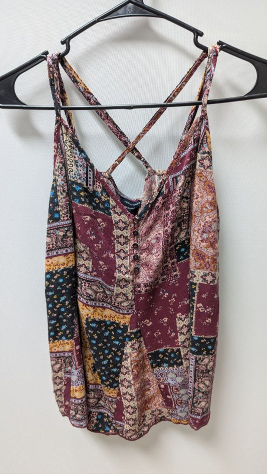 American Eagle Outfitters Burgundy Patchwork Tank Top