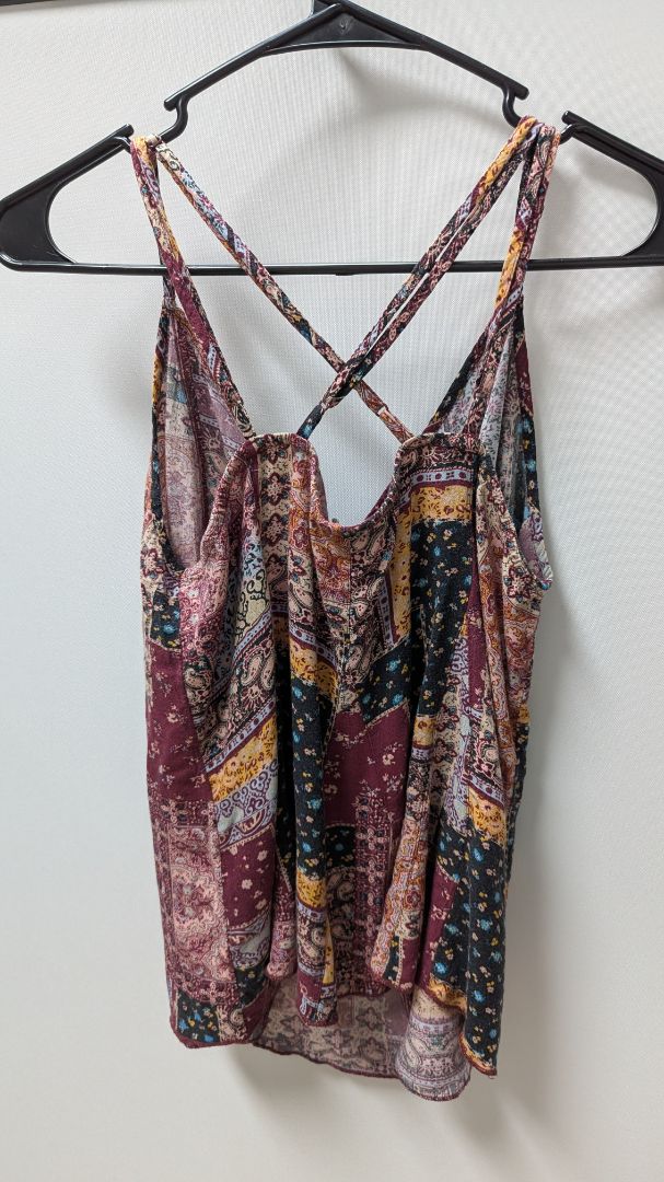 American Eagle Outfitters Burgundy Patchwork Tank Top