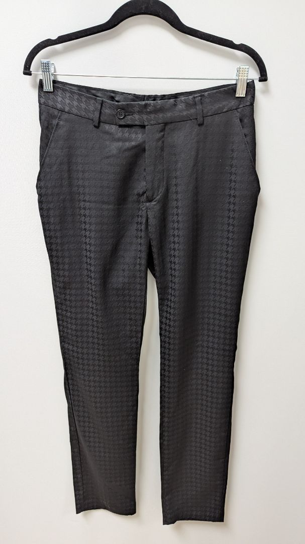 MAN boohooMAN Black Houndstooth Textured Pants