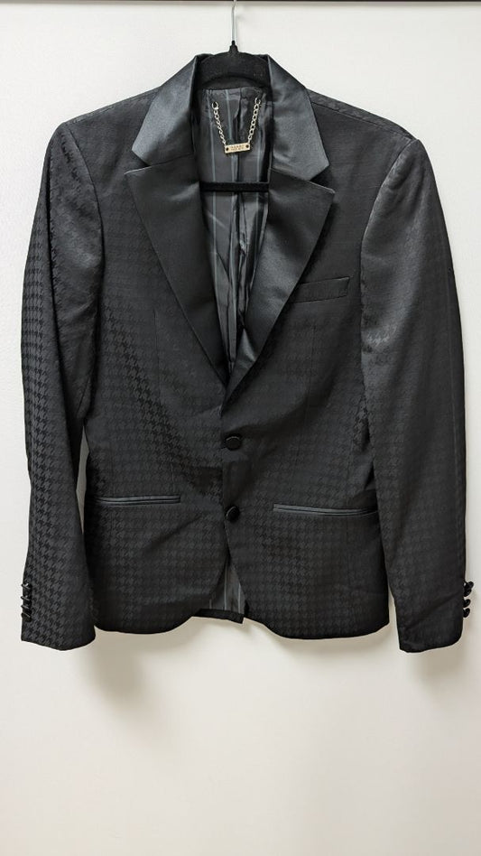 MAN boohooMAN Black Houndstooth Textured Blazer