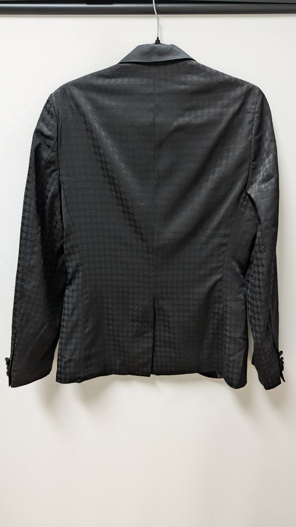 MAN boohooMAN Black Houndstooth Textured Blazer