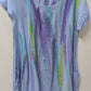 Blue/Purple Paint Splatter Dye Print Casual Dress