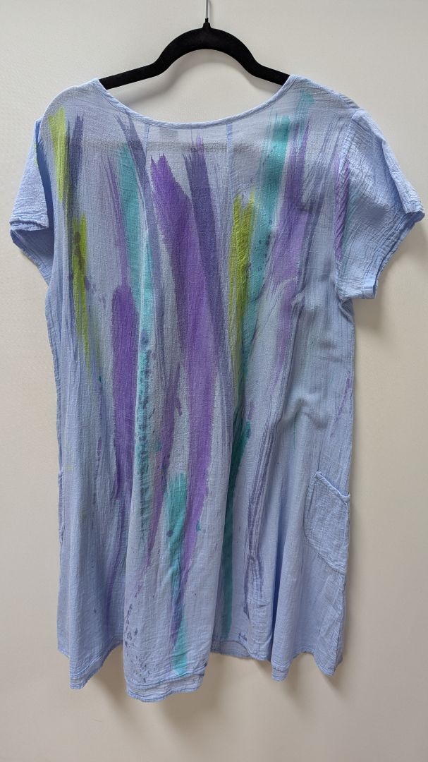 Blue/Purple Paint Splatter Dye Print Casual Dress