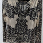 INC Taupe/Black Lace-Print Mesh Layered Blouse