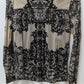 INC Taupe/Black Lace-Print Mesh Layered Blouse