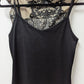 INC Taupe/Black Lace-Print Mesh Layered Blouse