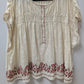 Max Studio London Cream Half-Button-Down Peasant Blouse