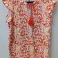 Style & Co Orange Floral Ruffle Sleeve Peasant Blouse