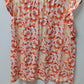 Style & Co Orange Floral Ruffle Sleeve Peasant Blouse