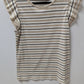 Tommy Hilfiger Tan/White Striped Ruffled Sleeve Tee