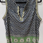 Lucky Brand Navy/Cream Printed Sleeveless Blouse