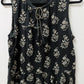 Lucky Brand Black/Cream Floral Sleeveless Peasant Blouse