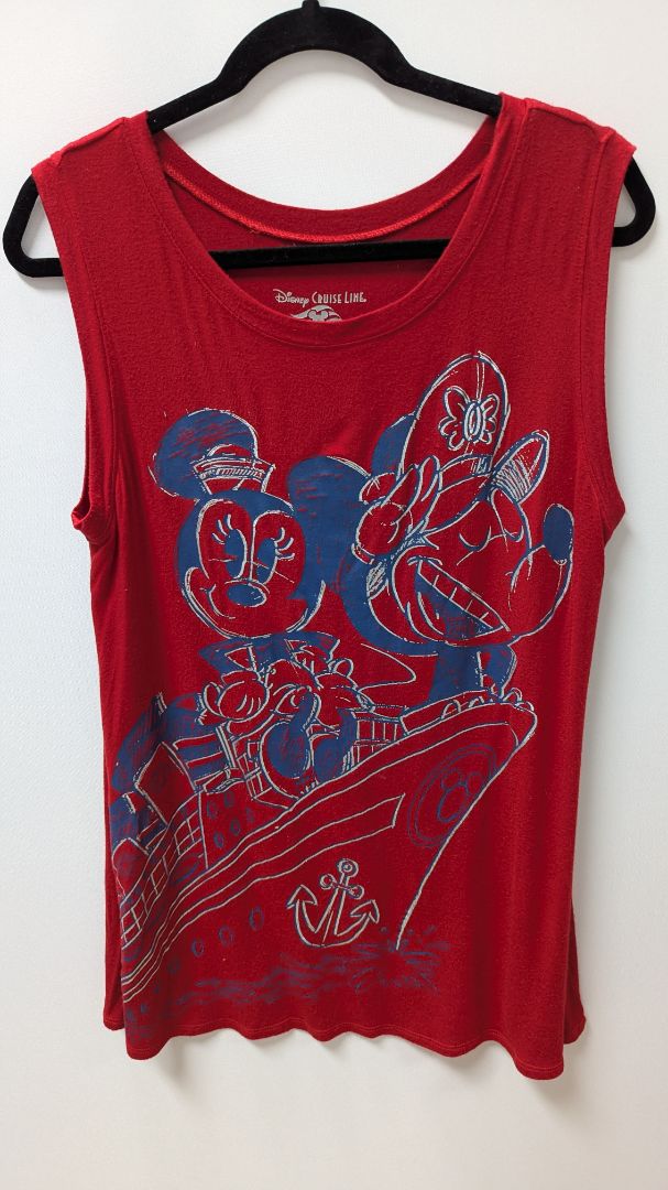 Disney Red Sleeveless Split-Back Graphic Tank