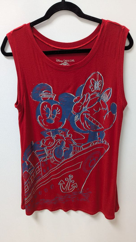 Disney Red Sleeveless Split-Back Graphic Tank