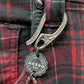 MONDO Men's Red/Black Plaid Slim Leg Pants with Chain