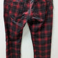 MONDO Men's Red/Black Plaid Slim Leg Pants with Chain