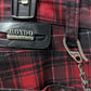 MONDO Men's Red/Black Plaid Slim Leg Pants with Chain