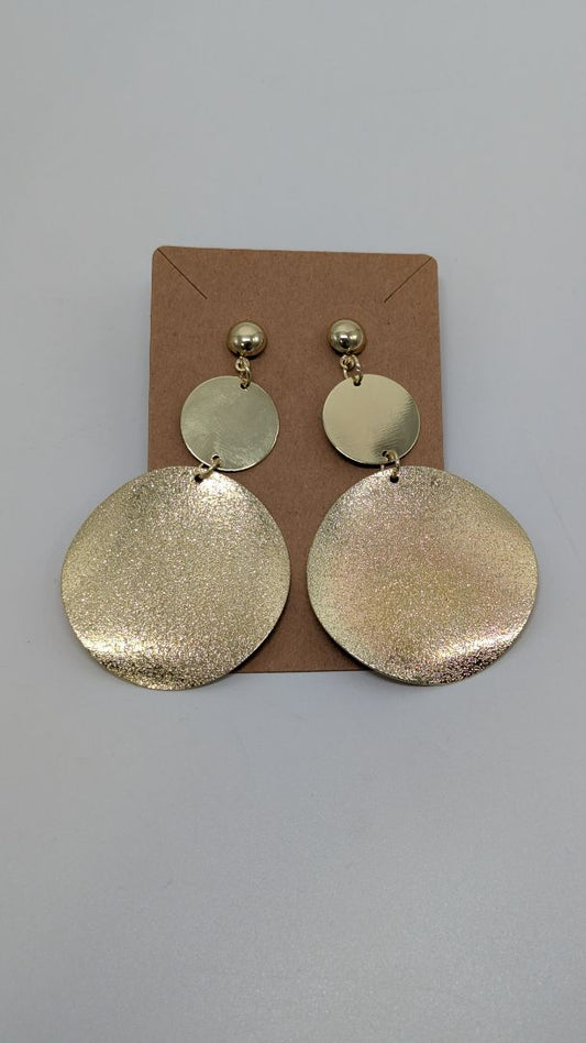 Gold-Tone Double-Disc Shimmer Finish Dangle Stud Earrings