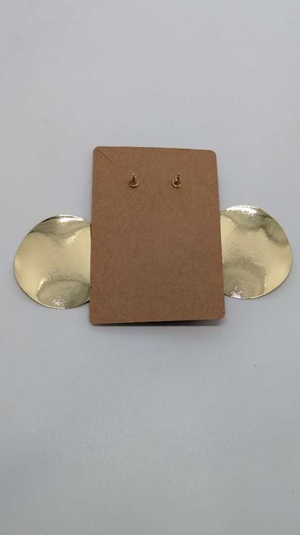 Gold-Tone Double-Disc Shimmer Finish Dangle Stud Earrings