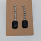 Silver/Black Square Drop Stud Earrings