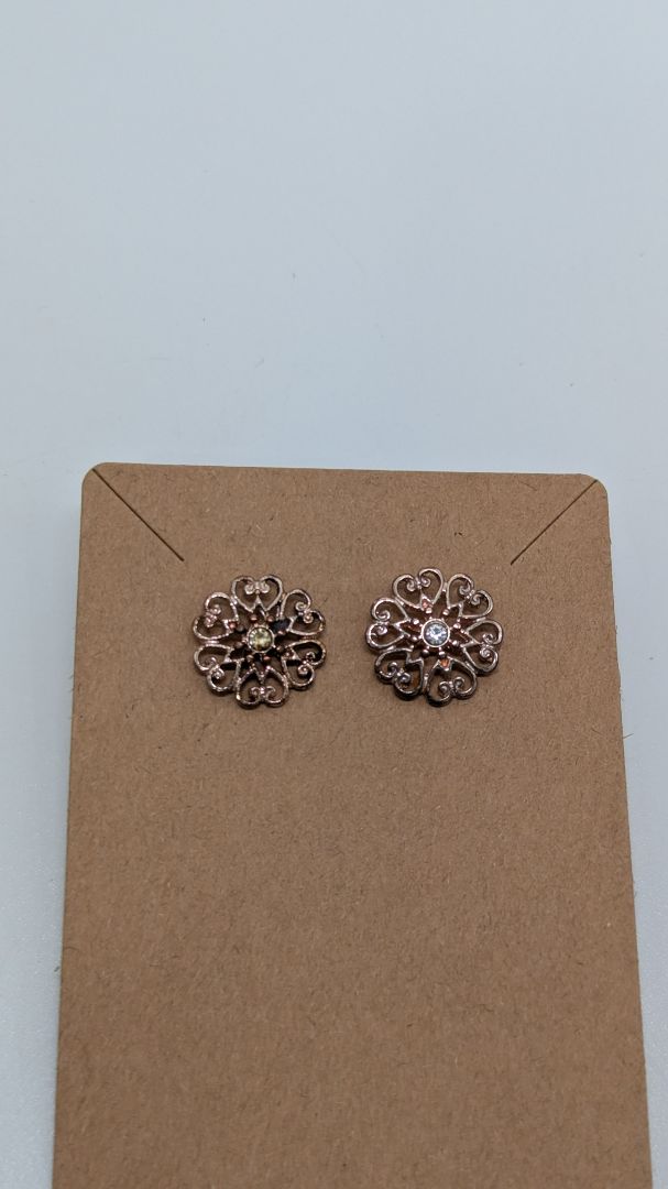 Rose Gold Heart Cutout Stud Earrings