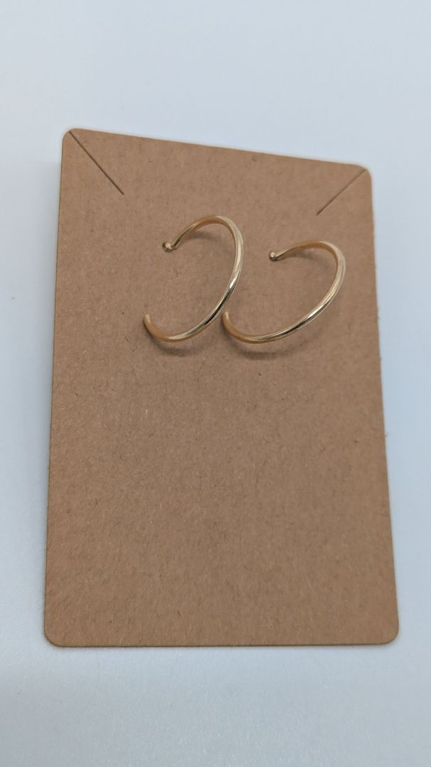Vintage Gold-Tone Thin Stud Back Hoop Earrings