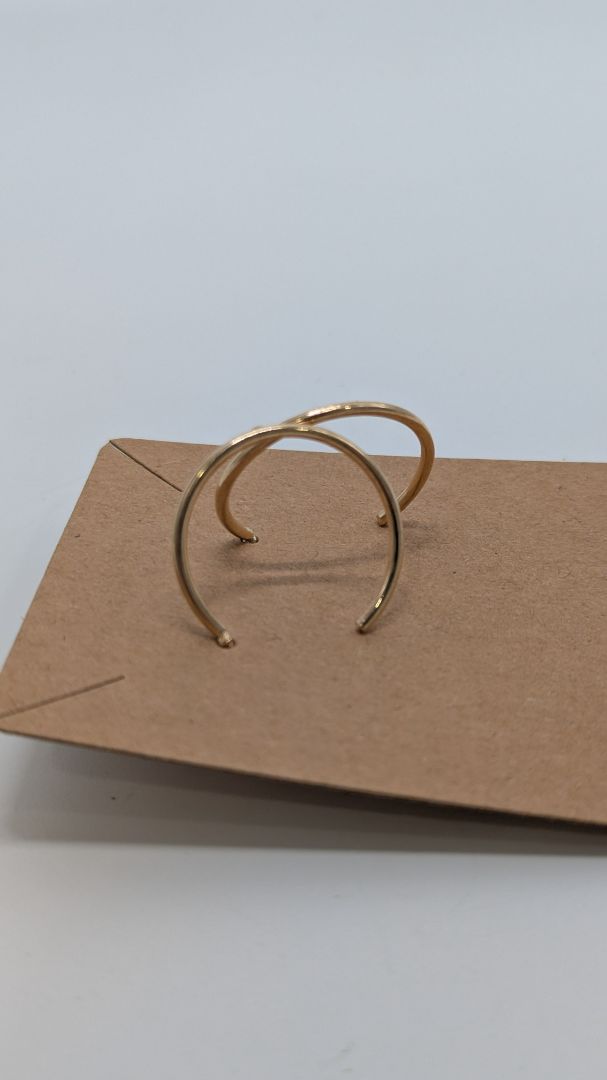 Vintage Gold-Tone Thin Stud Back Hoop Earrings