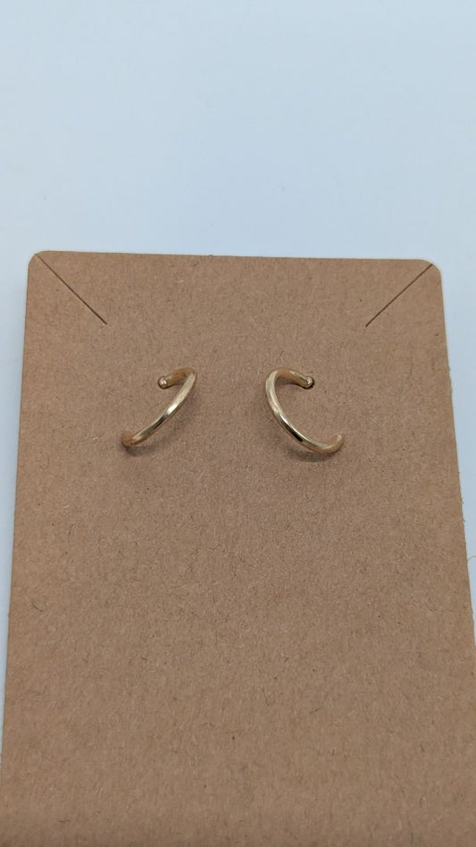 Vintage Gold-Tone Mini Hoop Stud Earrings