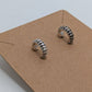 Silver/Black Striped Mini Hoop Stud Earrings