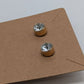 Gold/White Faux Crystal Stud Earrings