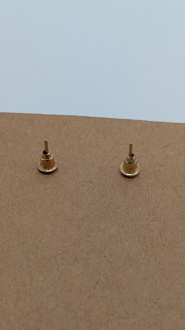 Gold/White Faux Crystal Stud Earrings
