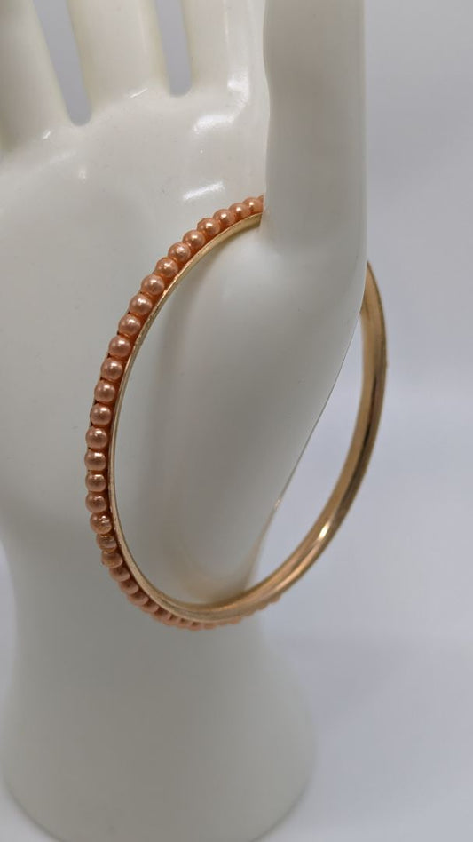 Vintage Gold/Orange Beaded Bangle Bracelet
