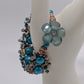 Blue/Brown Beaded Button-Clasp Bracelet