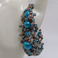 Blue/Brown Beaded Button-Clasp Bracelet