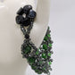 Green/Silver Beaded Button-Clasp Bracelet