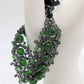 Green/Silver Beaded Button-Clasp Bracelet
